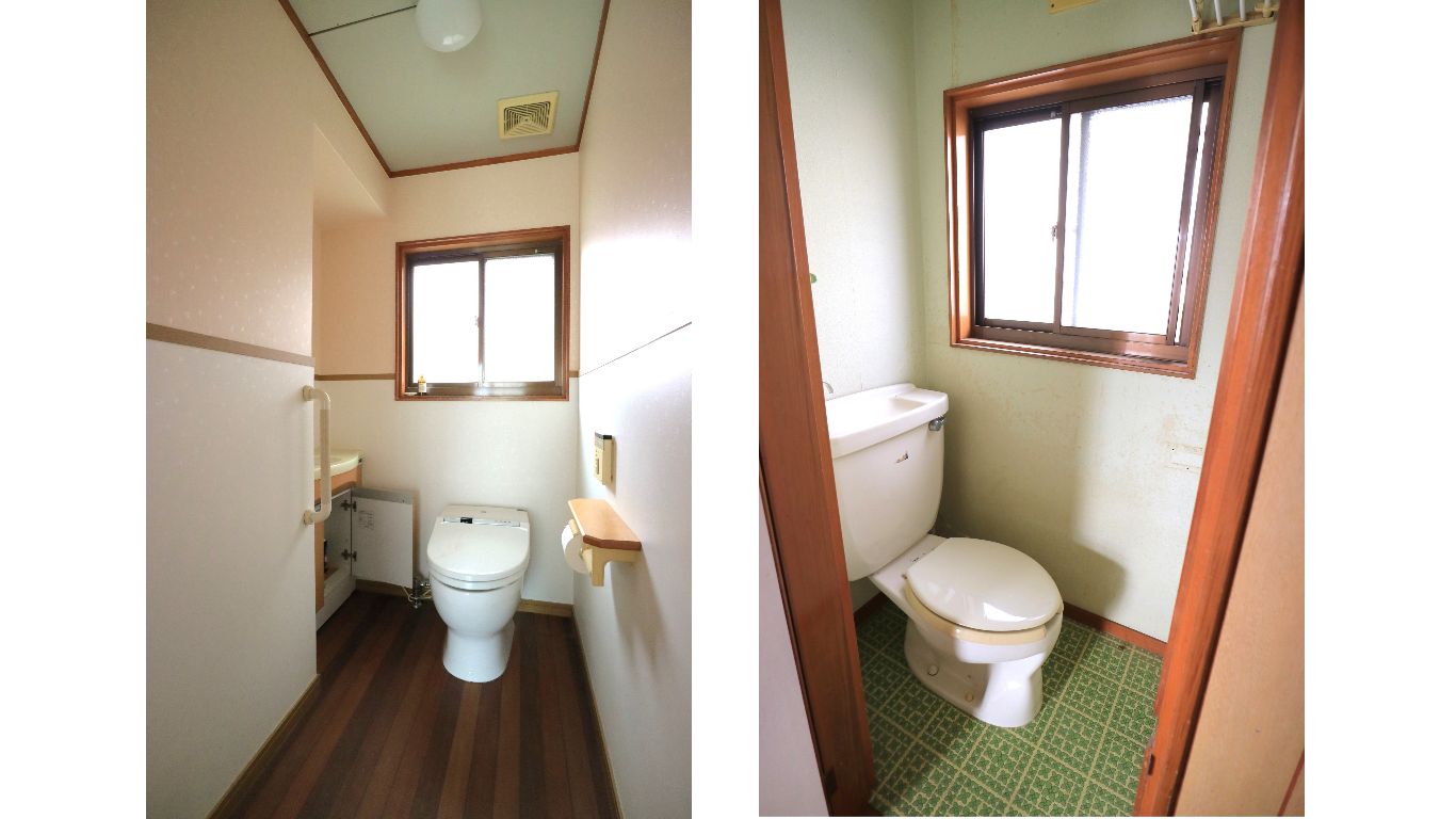 左：1階トイレ　右：2階トイレ　