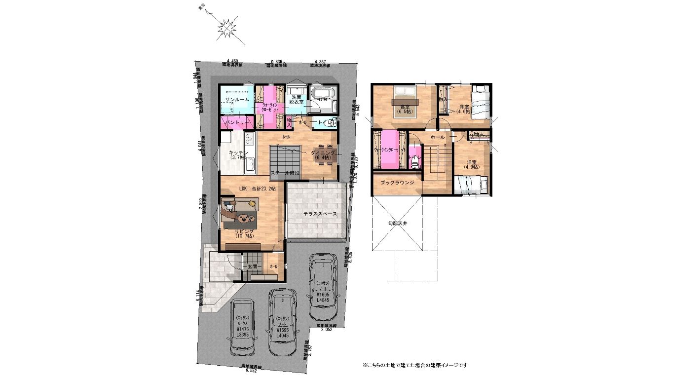 寺町3丁目土地で建てた場合の建築イメージです